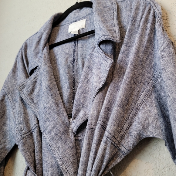 NWT Navy Cross Dye Belted Linen Blend Jacket - Picture 4 of 9